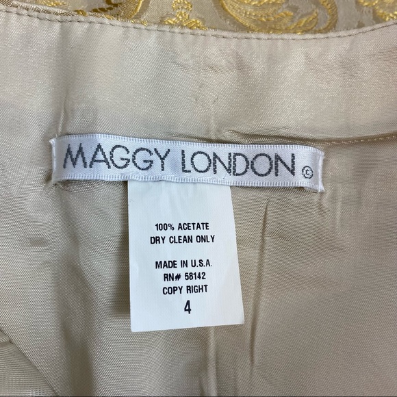 MAGGY LONDON Brocade Empire Dress Ruched Accented Bow High Waist Size 4 - Picture 10 of 10